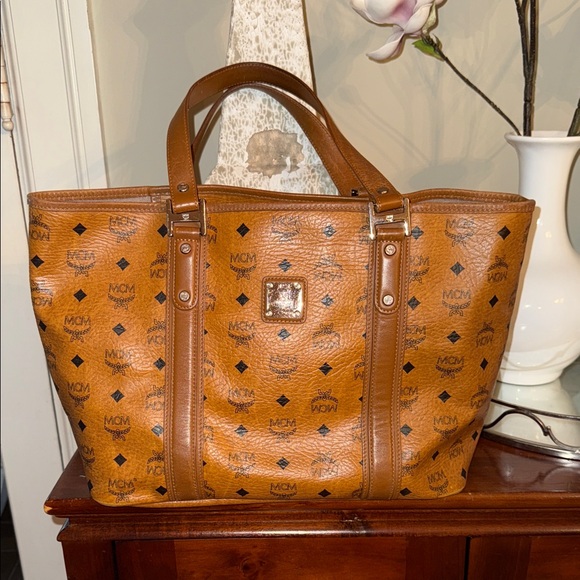 MCM Cognac Visetos Large Tote